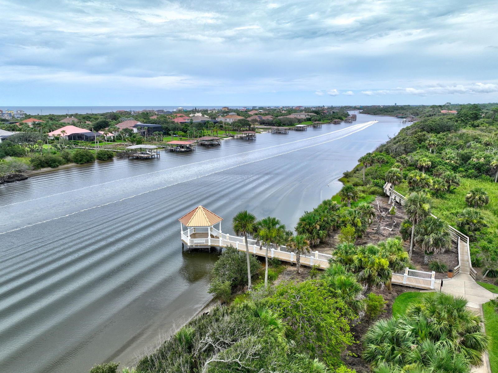 Grand Haven's private Intracoastal Waterway pier and gazebo — a signature community amenity for residents